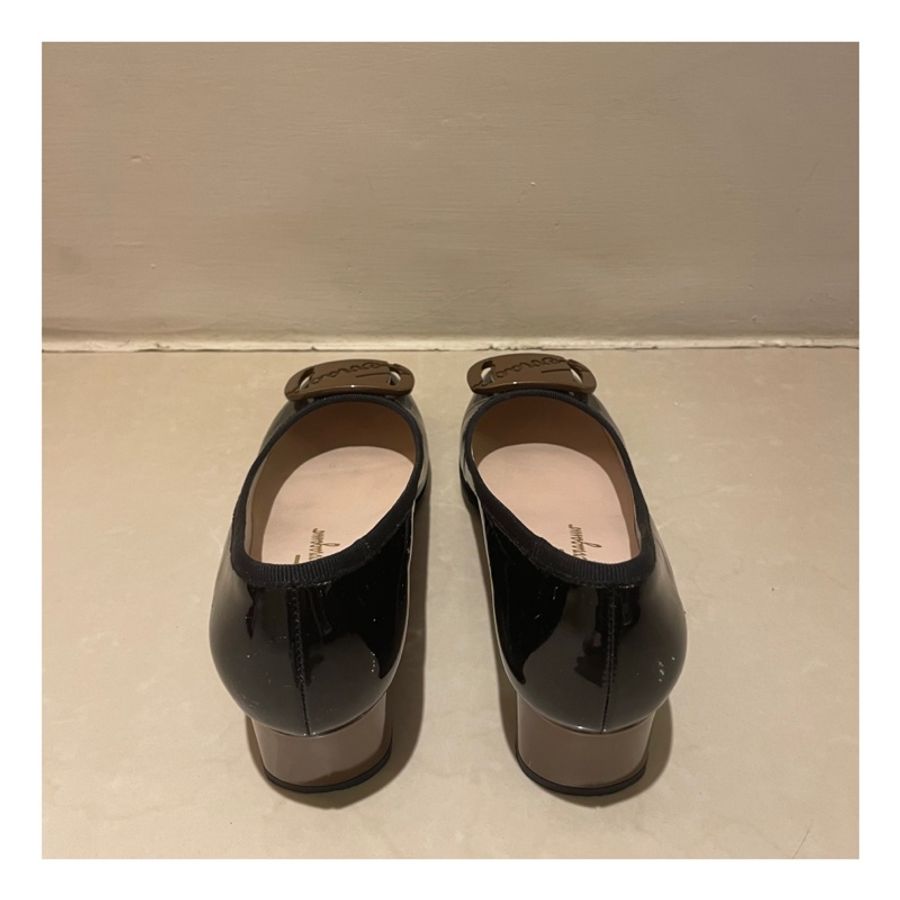 SALVATORE FERRAGAMO MY CHARME40 黑色粗跟鞋 低跟鞋 高跟鞋 女鞋 4C-4
