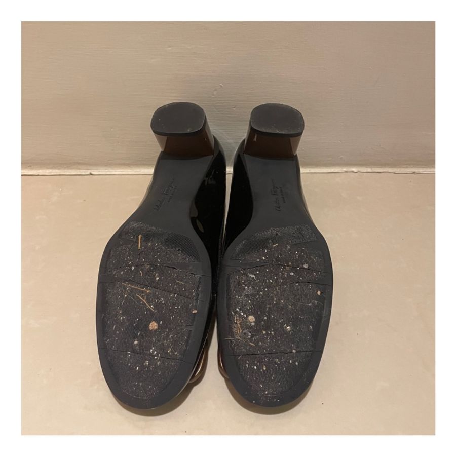SALVATORE FERRAGAMO MY CHARME40 黑色粗跟鞋 低跟鞋 高跟鞋 女鞋 4C-6