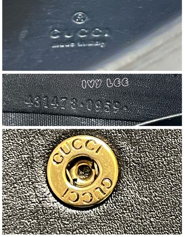 GUCCI 質感黑皮革WOC 單肩包 斜背包431478 可愛珍珠設計款 二手精品 正品-8