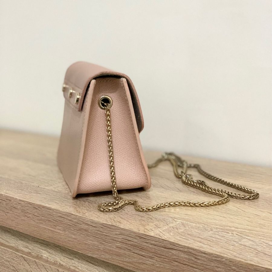 Furla粉色鏈條小方包（可換蓋-4
