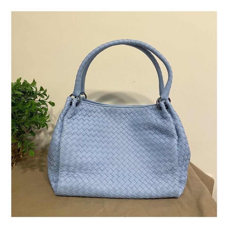 BV BOTTEGA VENETA PARACHUTE 小羊皮編織 手提包 肩背包 托特包 天空藍 Baby Blue-0