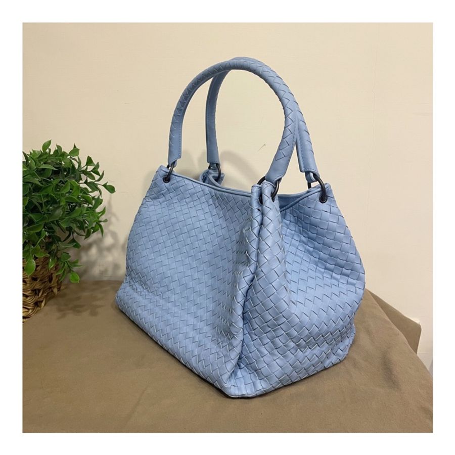 BV BOTTEGA VENETA PARACHUTE 小羊皮編織 手提包 肩背包 托特包 天空藍 Baby Blue-1