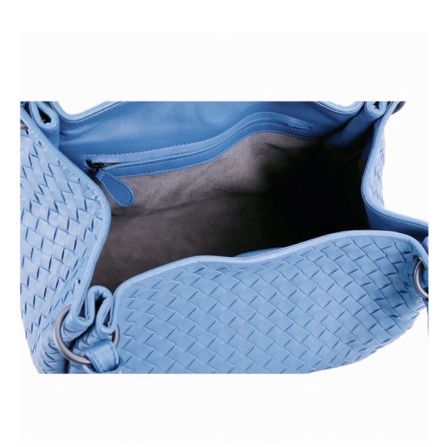BV BOTTEGA VENETA PARACHUTE 小羊皮編織 手提包 肩背包 托特包 天空藍 Baby Blue-10