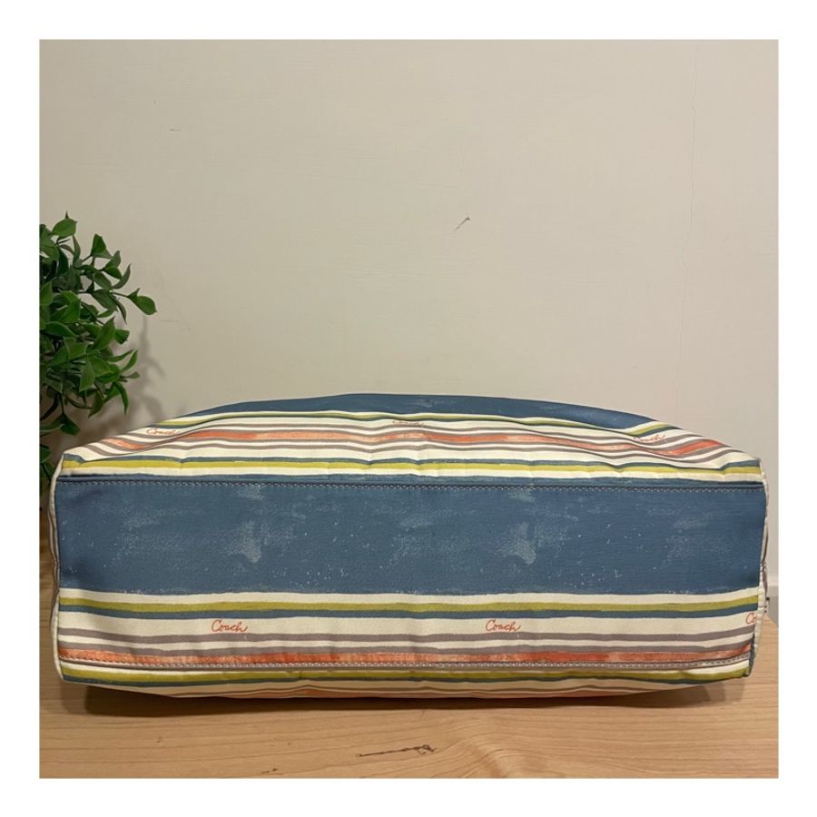 COACH 夏日海灘風 托特包 肩背包 Multi Stripe East/West Beach Tote-7