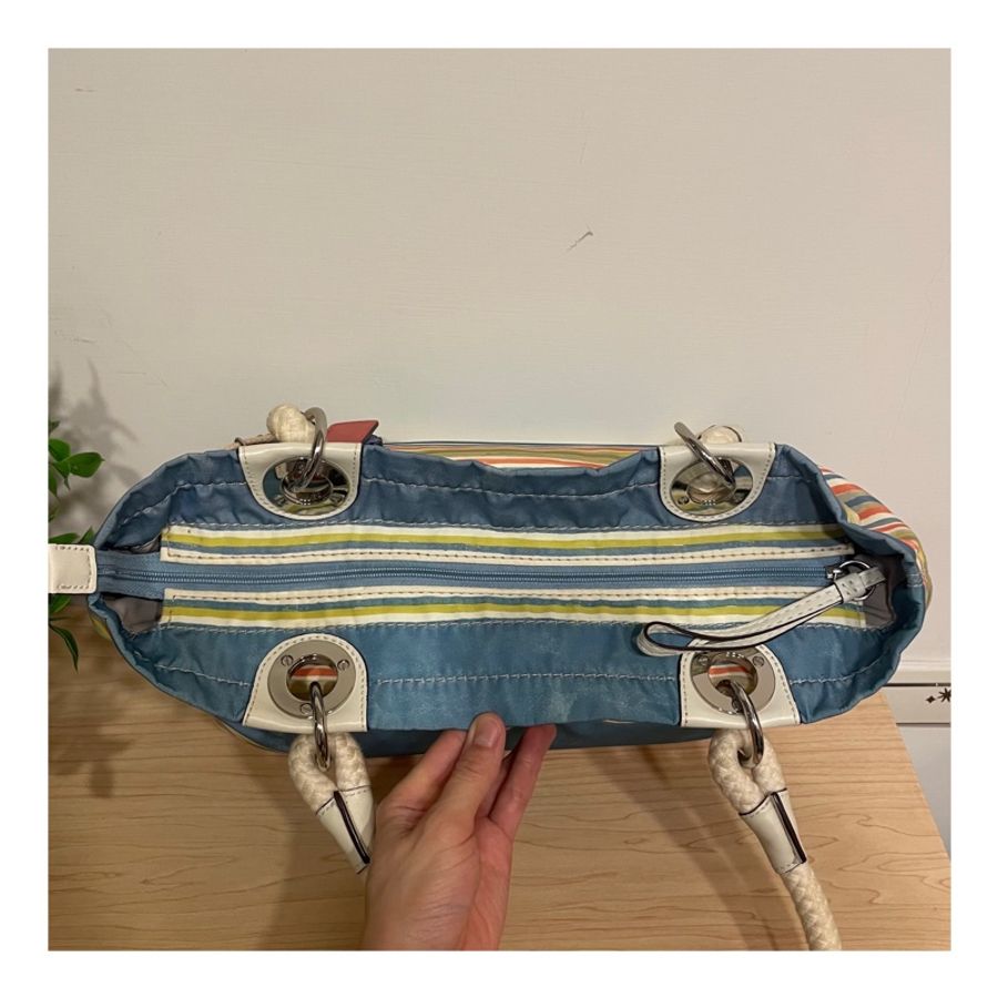 COACH 夏日海灘風 托特包 肩背包 Multi Stripe East/West Beach Tote-8