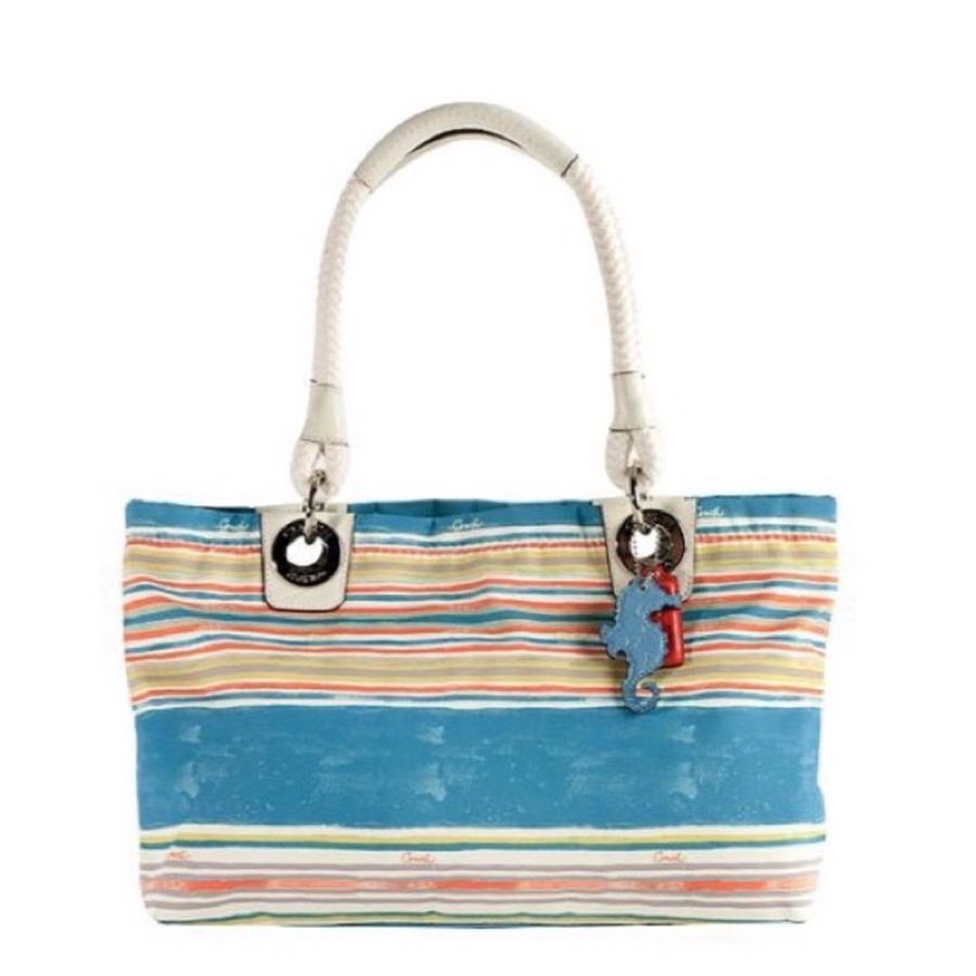 COACH 夏日海灘風 托特包 肩背包 Multi Stripe East/West Beach Tote-10