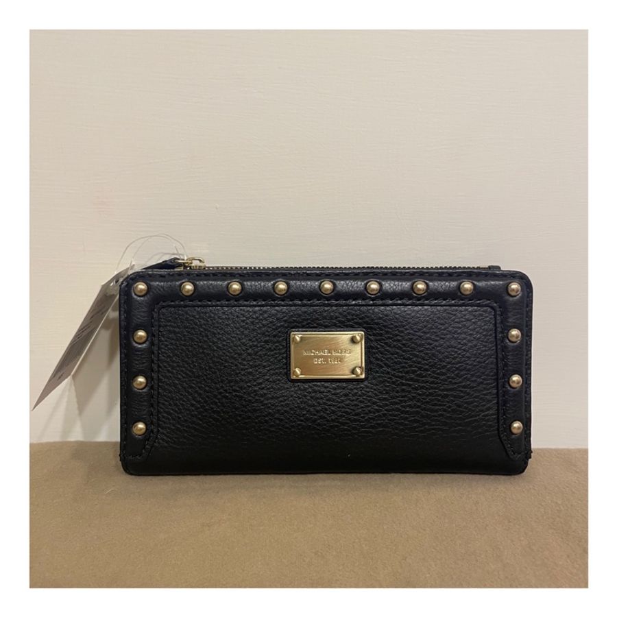 MK MICHAEL KORS Big Valley 黑色長夾 皮夾 錢包-0