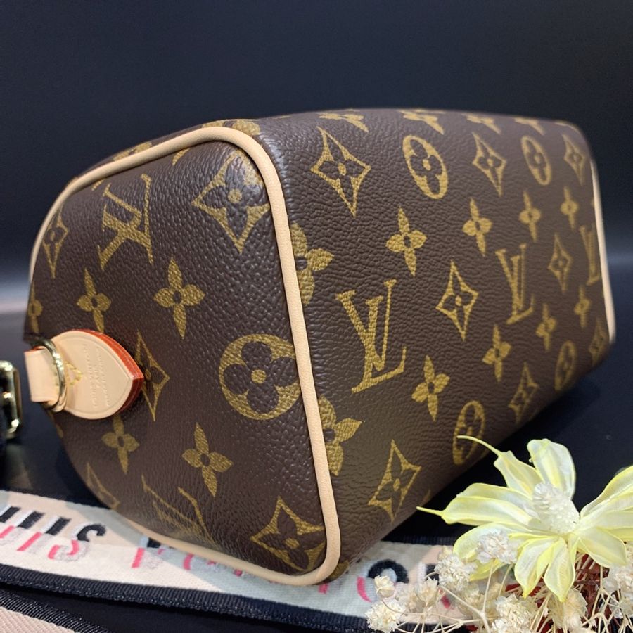 Louis Vuitton LV 老花字紋Speedy Bandoulière 20公分手提包/斜背包/肩背包M46234-7