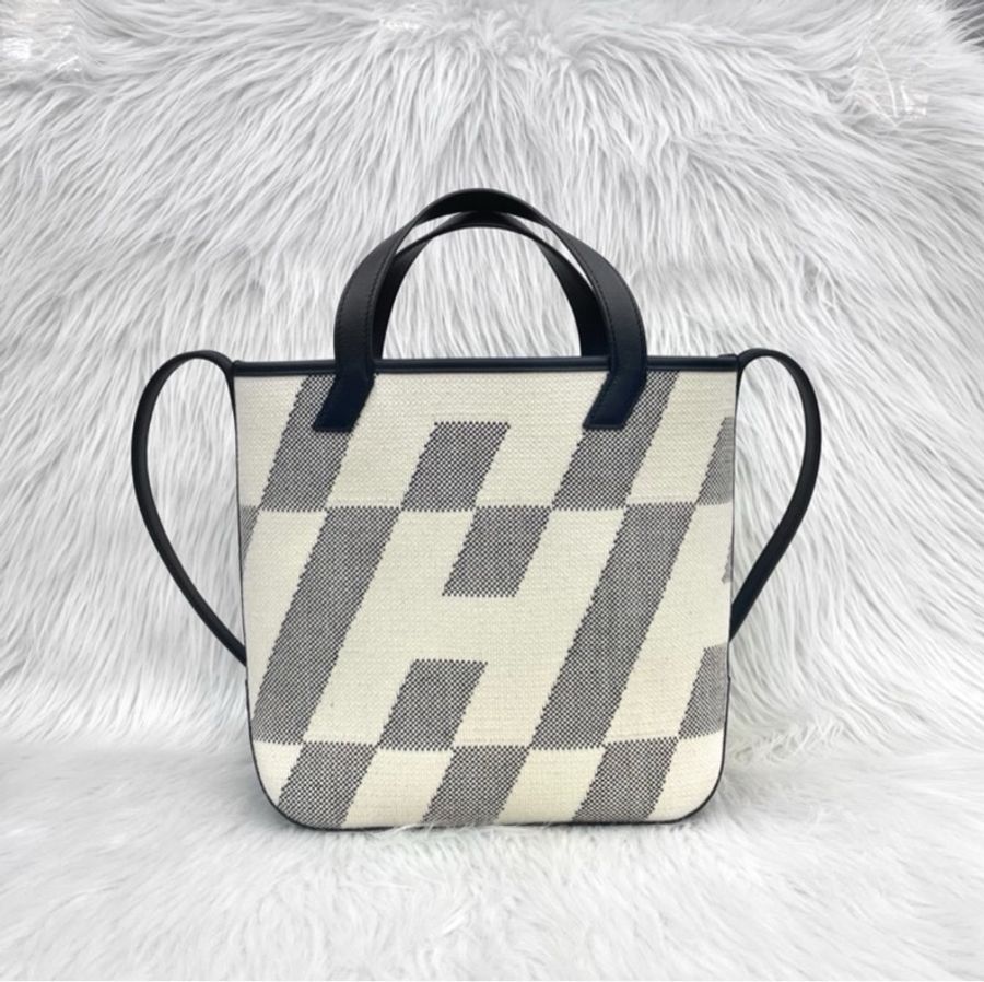 Hermes 黑白配色Cabas H En Biais 27新款H手提肩背兩用包 Z刻-0