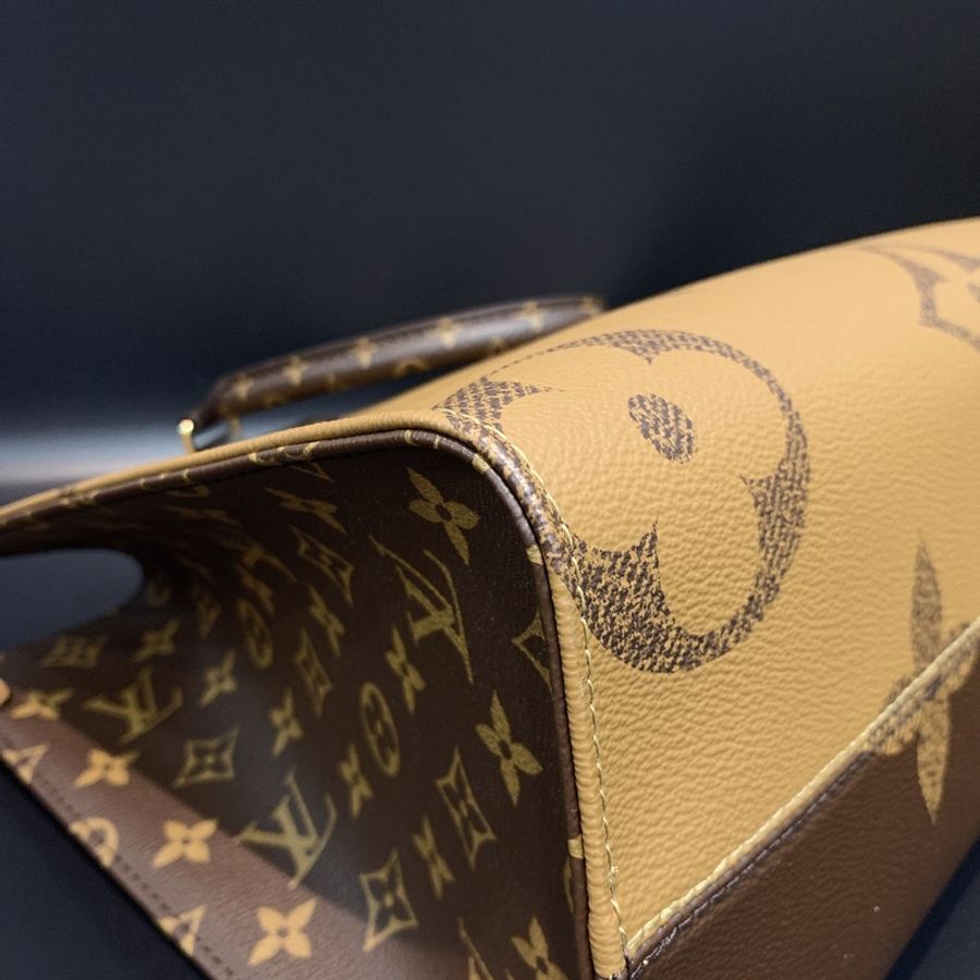 Louis Vuitton LV 老花字紋 中款 on the go 手提肩背購物二用包 M45321-6