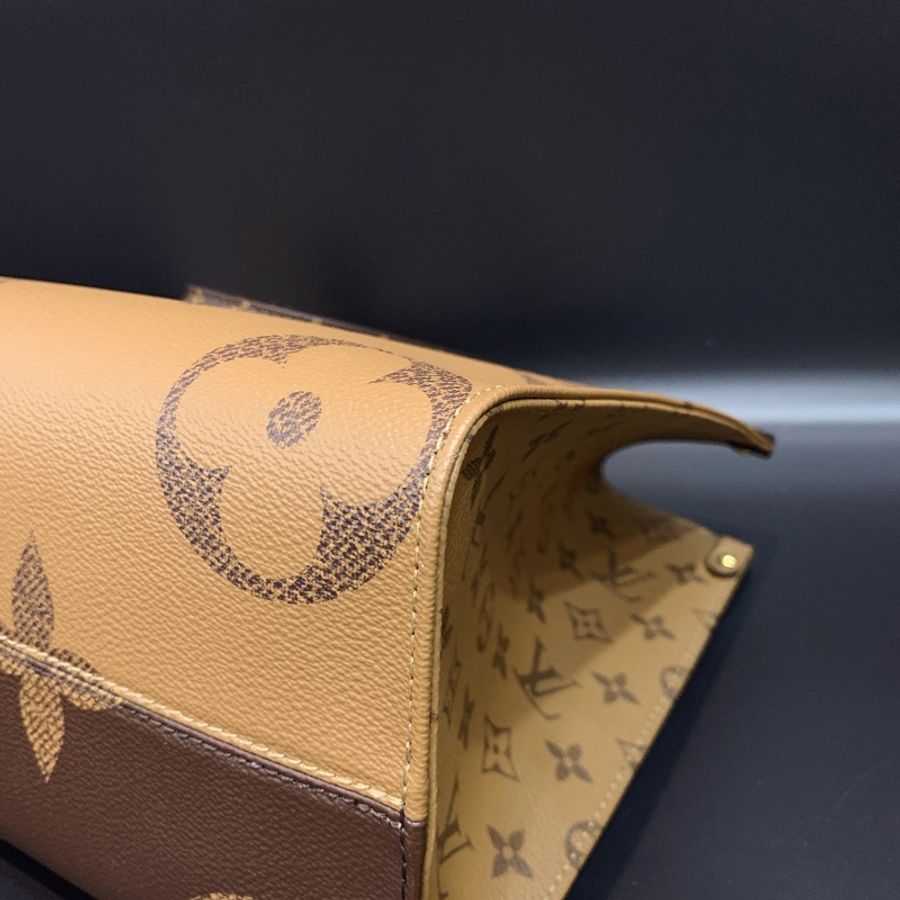 Louis Vuitton LV 老花字紋 中款 on the go 手提肩背購物二用包 M45321-7