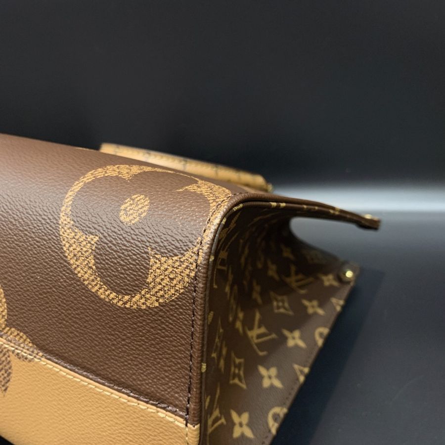 Louis Vuitton LV 老花字紋 中款 on the go 手提肩背購物二用包 M45321-9