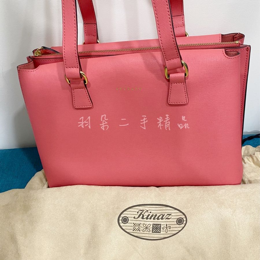 KINAZ真皮托特包 暖橙橘 限時特賣4/13~4/15。15號晚間下架-0