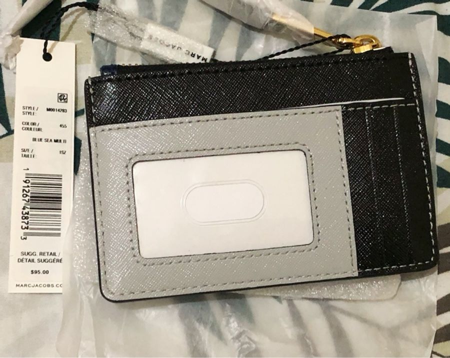 MARC JACOBS 鑰匙包 零錢包 卡夾 票卡 名片 拼色防刮 立體Logo 深藍色-7