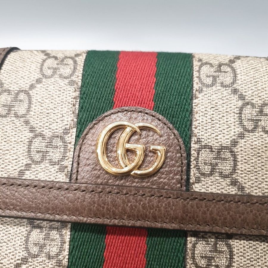 GUCCI 字紋 Ophidia GG 紅綠條 三折6卡零錢短夾/皮夾-8