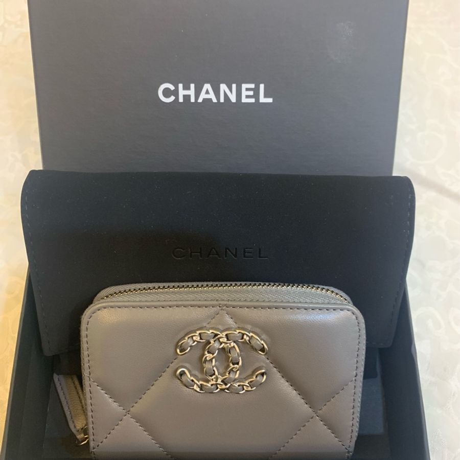 全新 Chanel 19零錢卡包（大象灰）-7