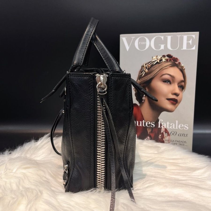 Balenciaga 巴黎世家 黑色 全皮 銀小扣 小款兩用包/手提包/斜背包-11