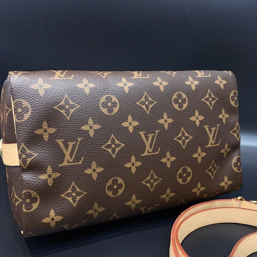 Louis Vuitton LV 老花字紋 Speedy 25公分 新款二用斜背包/波士頓包/手提包-4