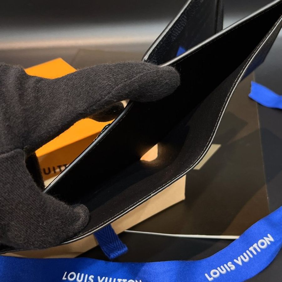 Louis Vuitton LV 黑色 棋盤格 晶片款式 二折對開短夾/皮夾-6