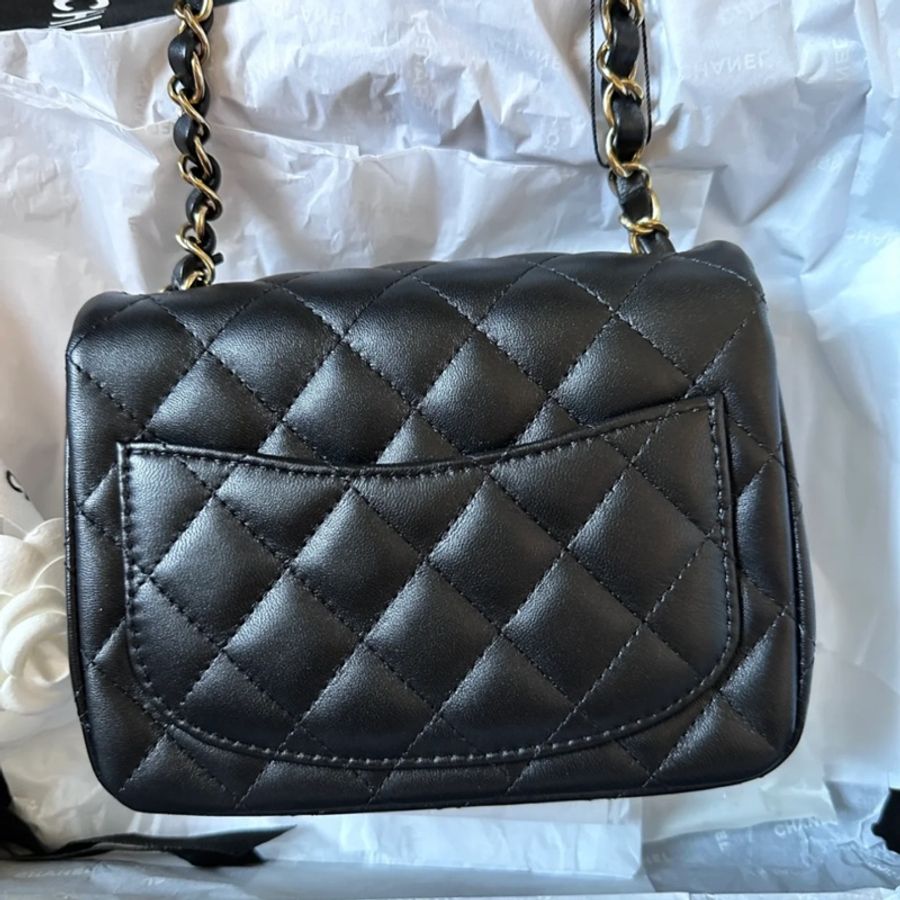 暫無現貨 Chanel Classic Flap 17cm 黑金方胖子-2