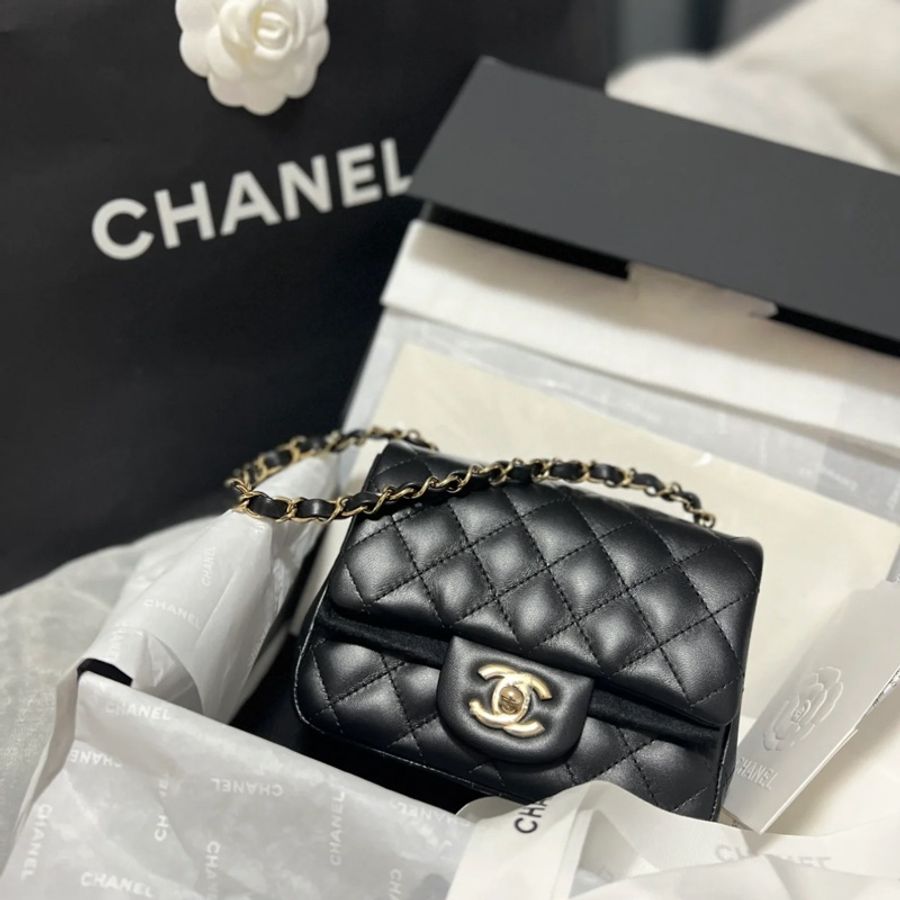 暫無現貨 Chanel Classic Flap 17cm 黑金方胖子-6