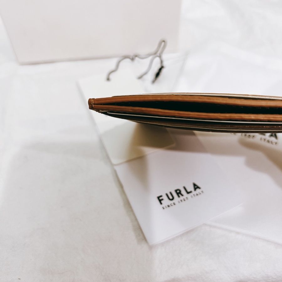 furla 焦糖色鱷魚紋牛皮卡夾-3