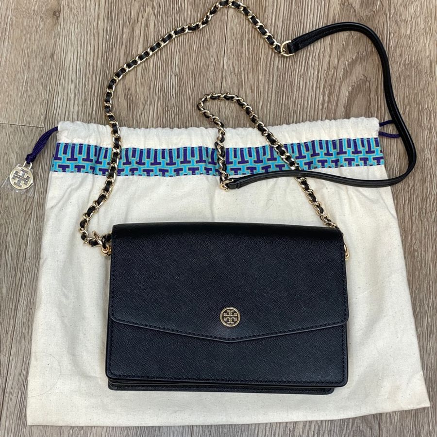 Tory Burch Robinson mini 經典鏈帶包-黑-0