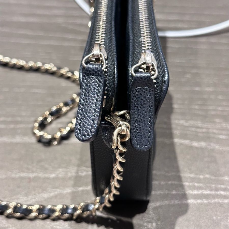 Chanel Boy 雙拉鍊三層迷你鍊包 黑金荔枝-3