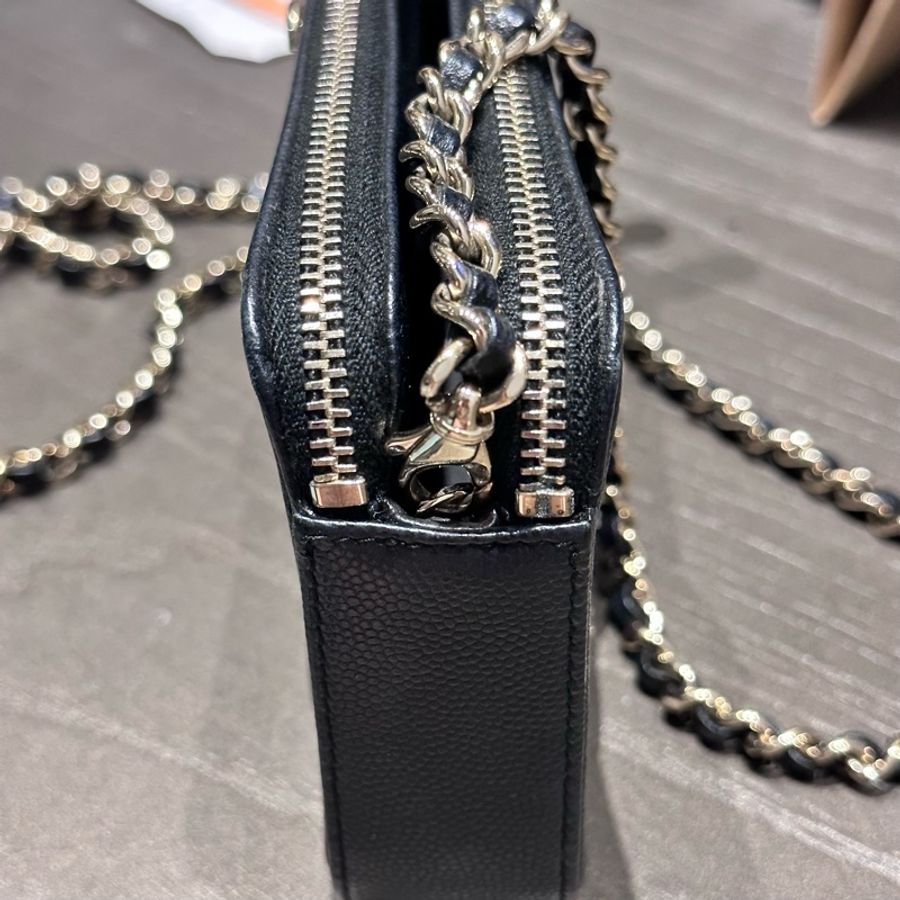 Chanel Boy 雙拉鍊三層迷你鍊包 黑金荔枝-4