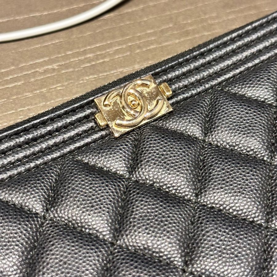 Chanel Boy 雙拉鍊三層迷你鍊包 黑金荔枝-25