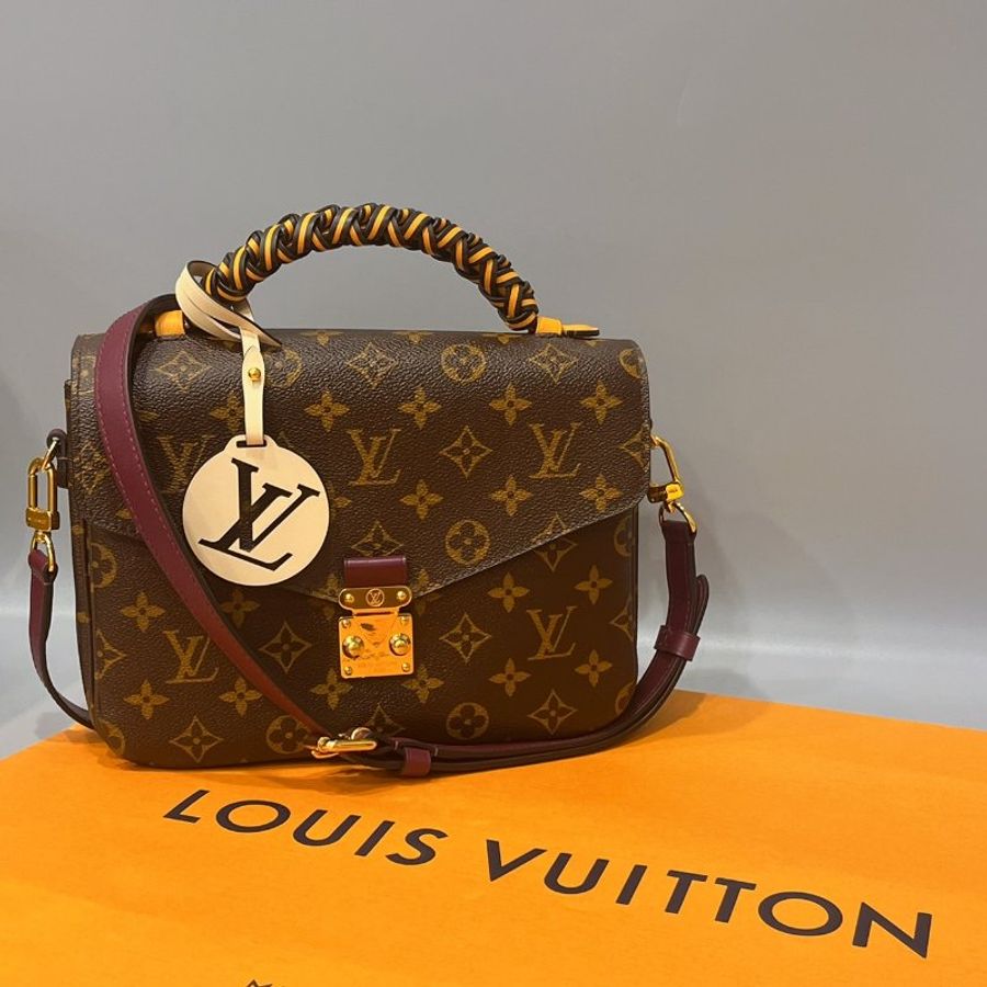 Louis Vuitton LV 老花字紋 編織手把 拼色 郵差包/斜背包/手提包-0