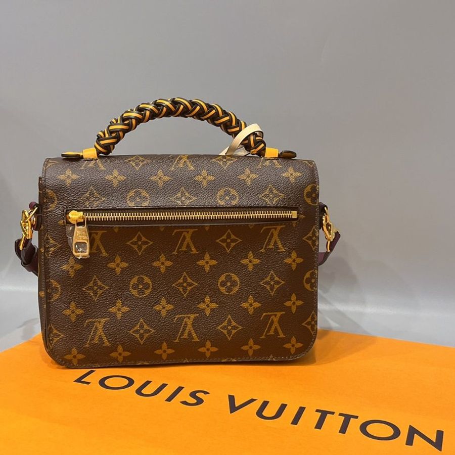 Louis Vuitton LV 老花字紋 編織手把 拼色 郵差包/斜背包/手提包-1