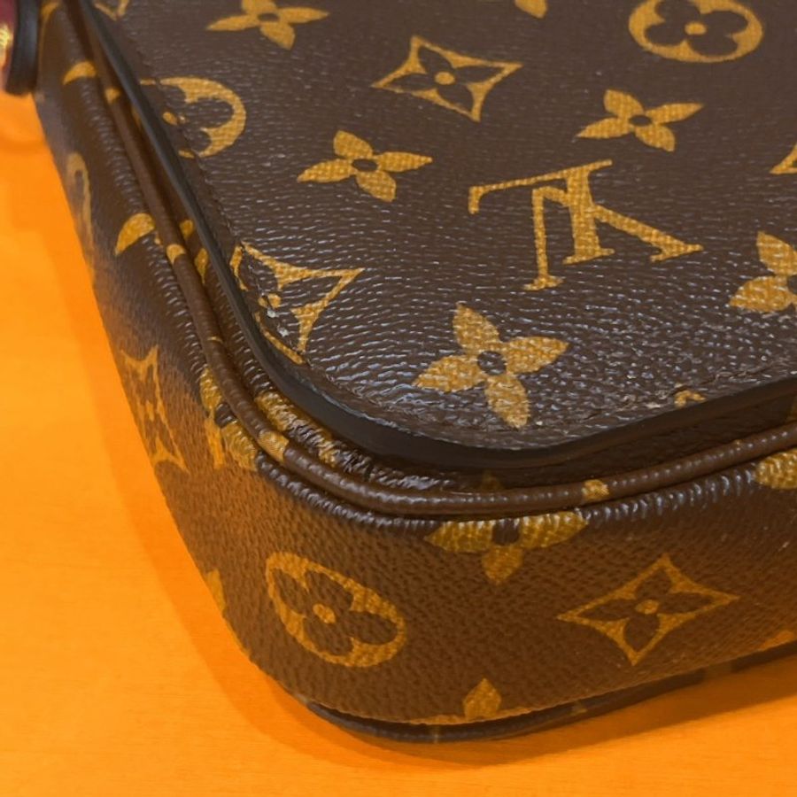 Louis Vuitton LV 老花字紋 編織手把 拼色 郵差包/斜背包/手提包-4