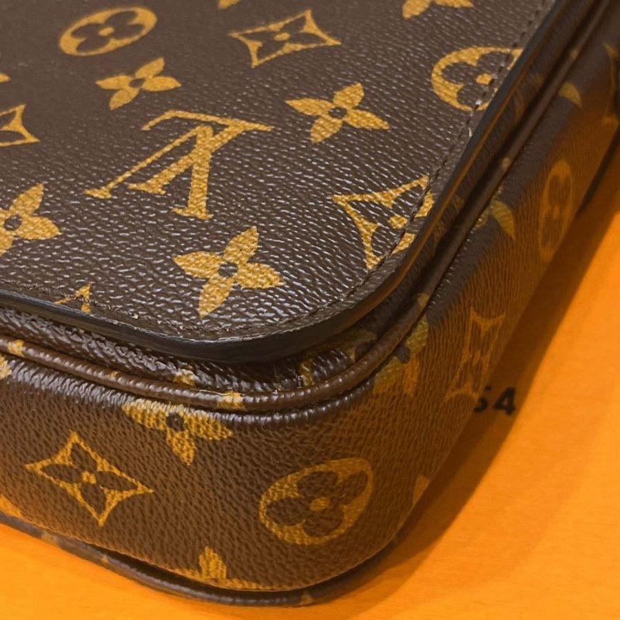 Louis Vuitton LV 老花字紋 編織手把 拼色 郵差包/斜背包/手提包-5