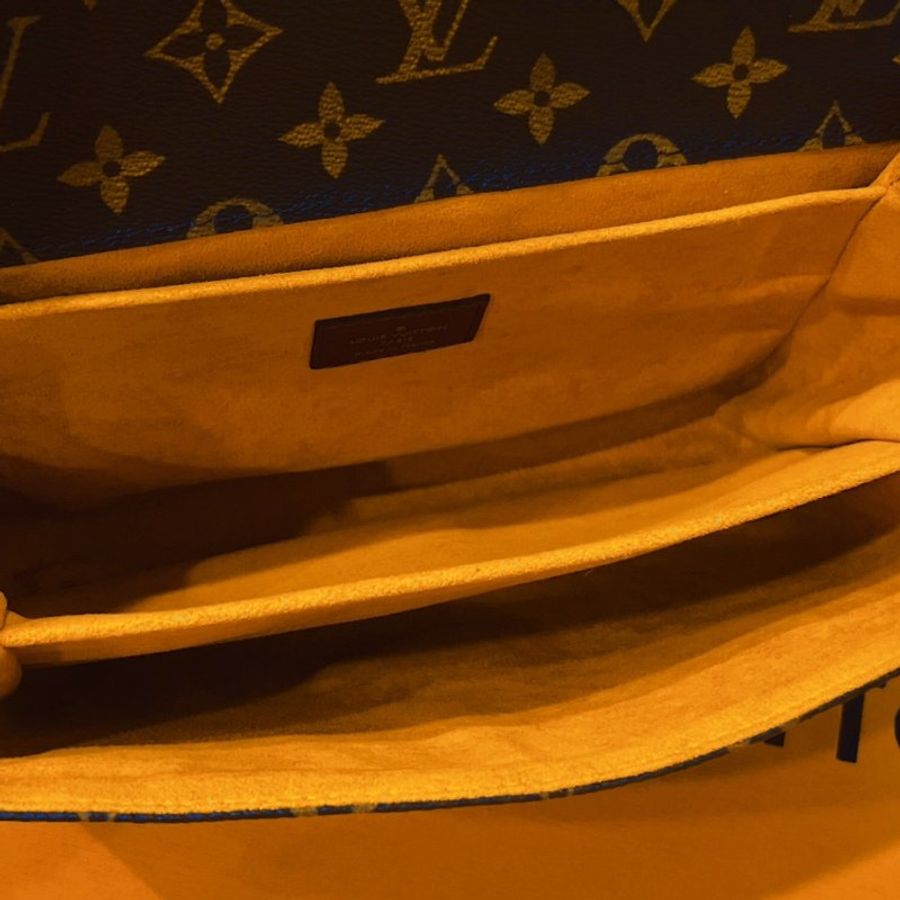 Louis Vuitton LV 老花字紋 編織手把 拼色 郵差包/斜背包/手提包-9