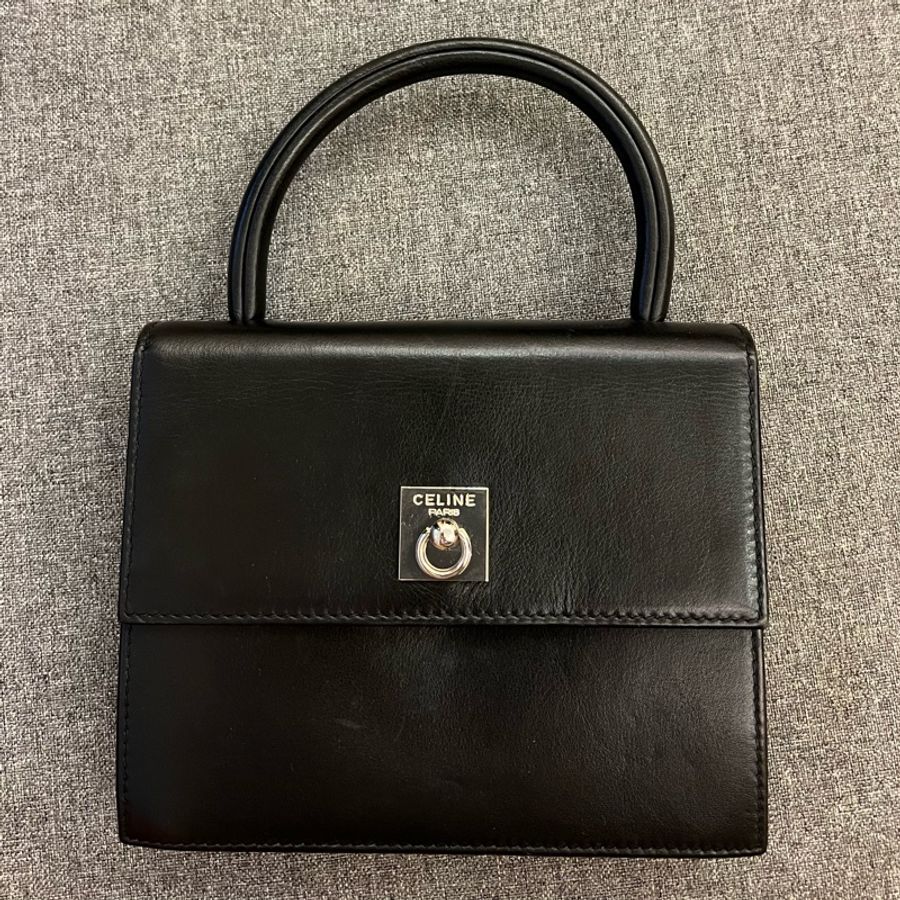 Celine 黑色 磁扣式 小號手提包-0