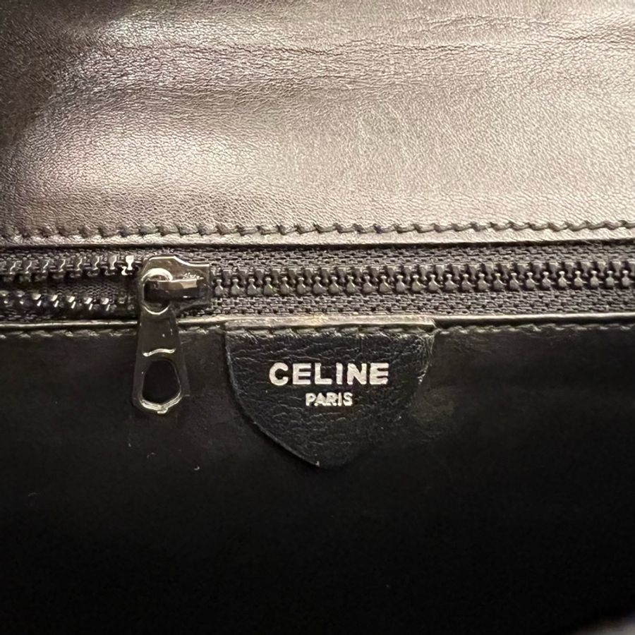 Celine 黑色 磁扣式 小號手提包-6
