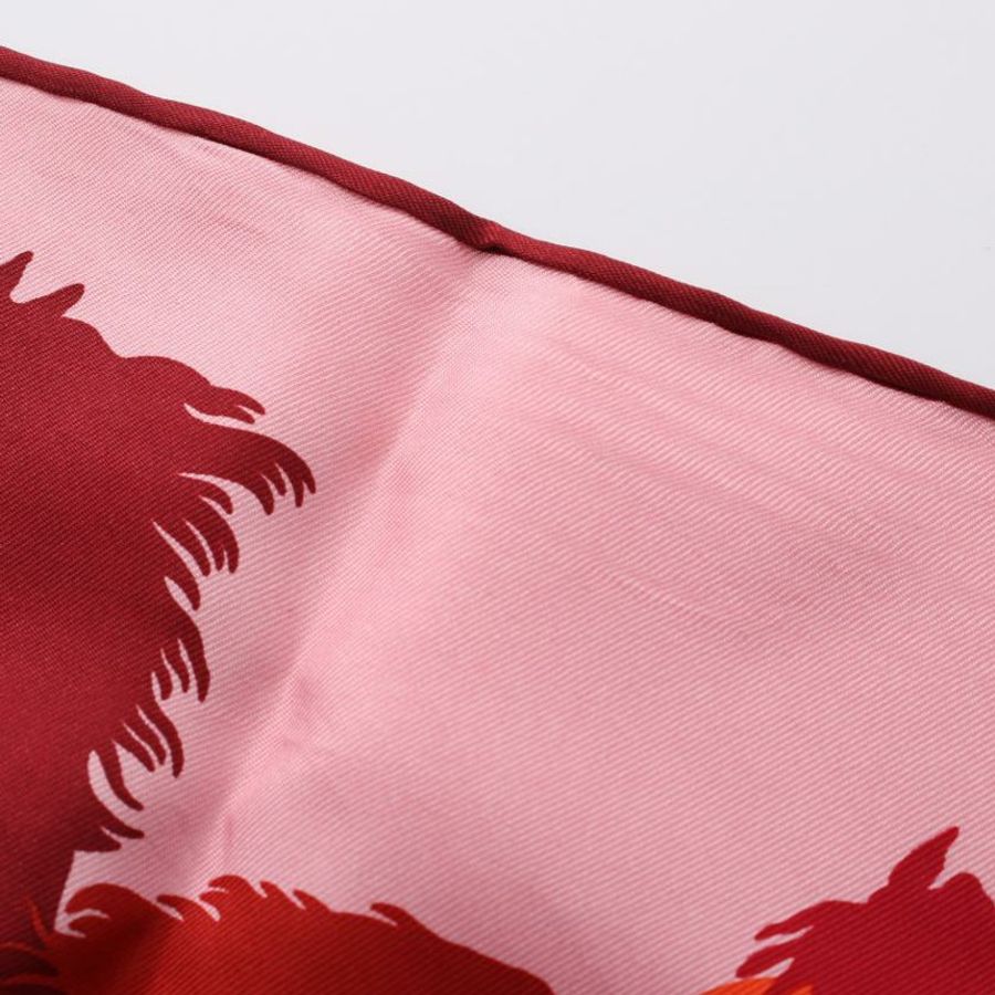 【日本直送】中古HERMES[B]方巾90「EX LIBRIS EN CAMOUFLAGE」 絲巾 絲 粉色 紅色 多彩色-4