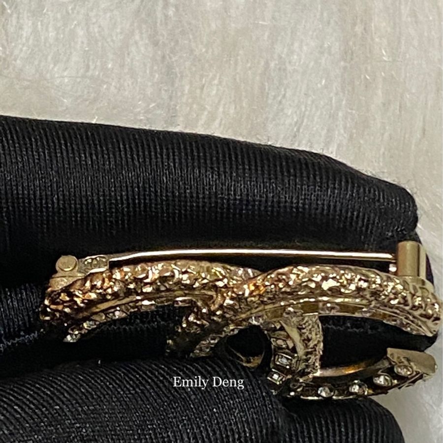 Chanel 經典雙C  鏤空水鑽 胸針-11