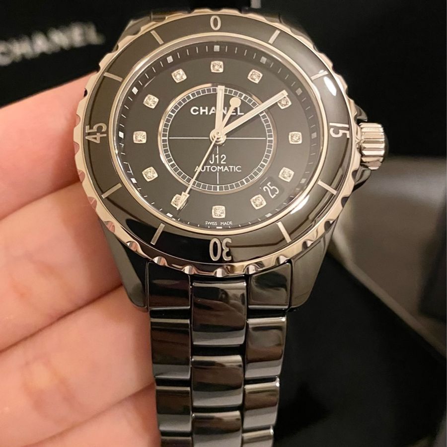 保證專櫃真品 新款錶扣❤️配件齊全、附保固 98成新 12鑽 38mm Chanel 香奈兒 J12 機械錶-0