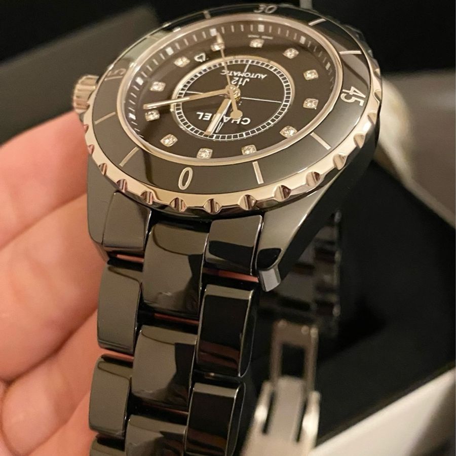 保證專櫃真品 新款錶扣❤️配件齊全、附保固 98成新 12鑽 38mm Chanel 香奈兒 J12 機械錶-9
