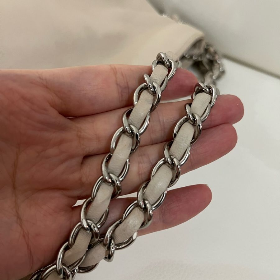 Chanel Hobo 米膚色雙鏈肩包-11