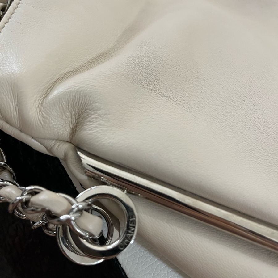Chanel Hobo 米膚色雙鏈肩包-13