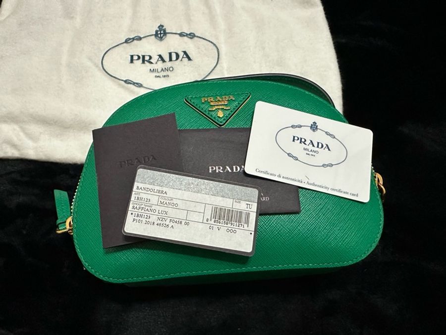 Prada 綠 Saffiano Lux 迷你手提/肩背包-13