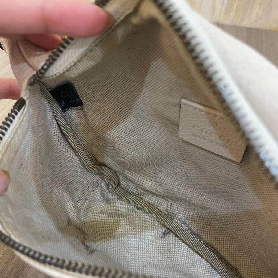 Gucci 527792 白小牛皮綠紅綠織帶腰包 胸口包-11