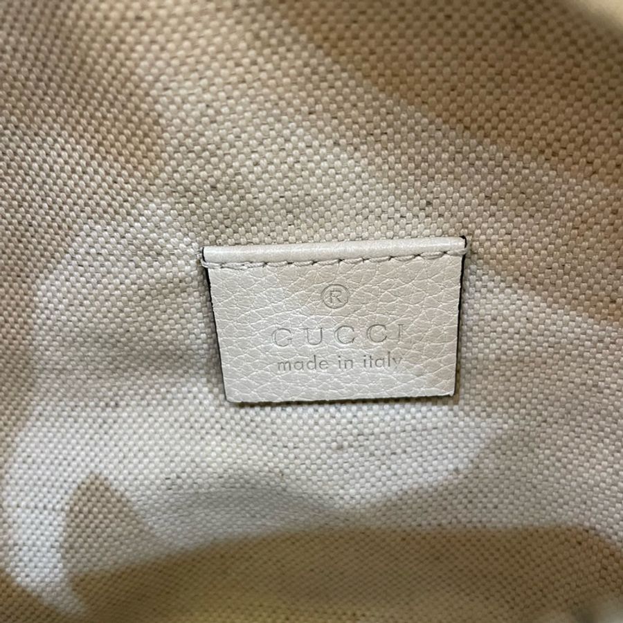 Gucci 527792 白小牛皮綠紅綠織帶腰包 胸口包-12