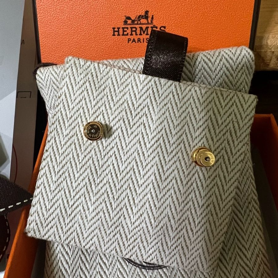 ［全新］Hermès 愛馬仕 MINI POP H 耳環 黑金 含購證影本-1