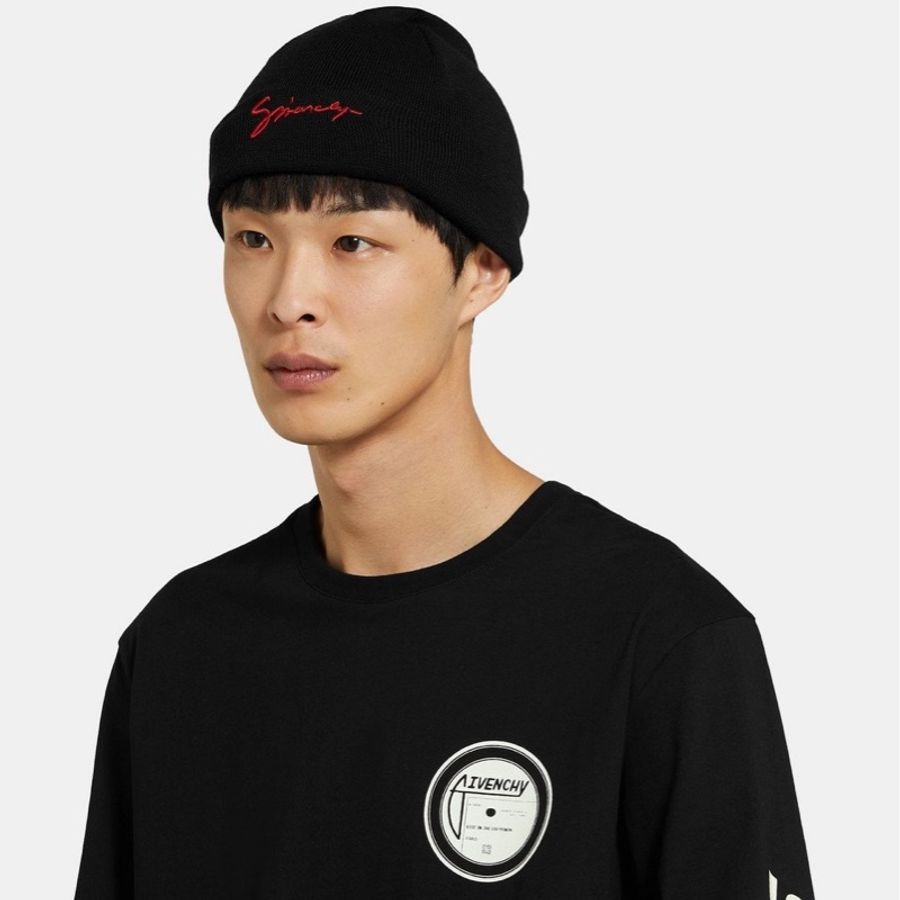 givenchy logo 羊毛帽Ribbed Logo Wool Beanie-7