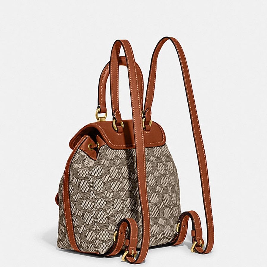 特價‼️Coach RIYA 21 經典 SIGNATURE 緹花面料後背包-2