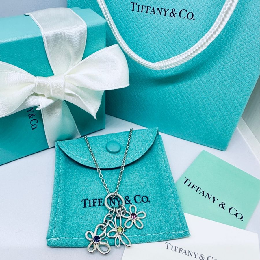 TIFFANY&Co 三彩寶石純銀項鍊-0